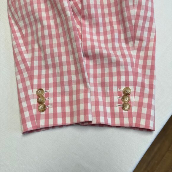 Talbots Womens Pink White Gingham Plaid Blazer Size 14 Preppy Checkered Office - Picture 8 of 8
